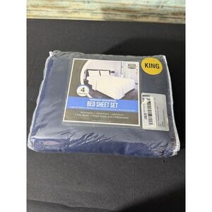 Utopia Bedding‎ Bed Sheet Set King Navy New Brushed Microfiber 4 Piece Set